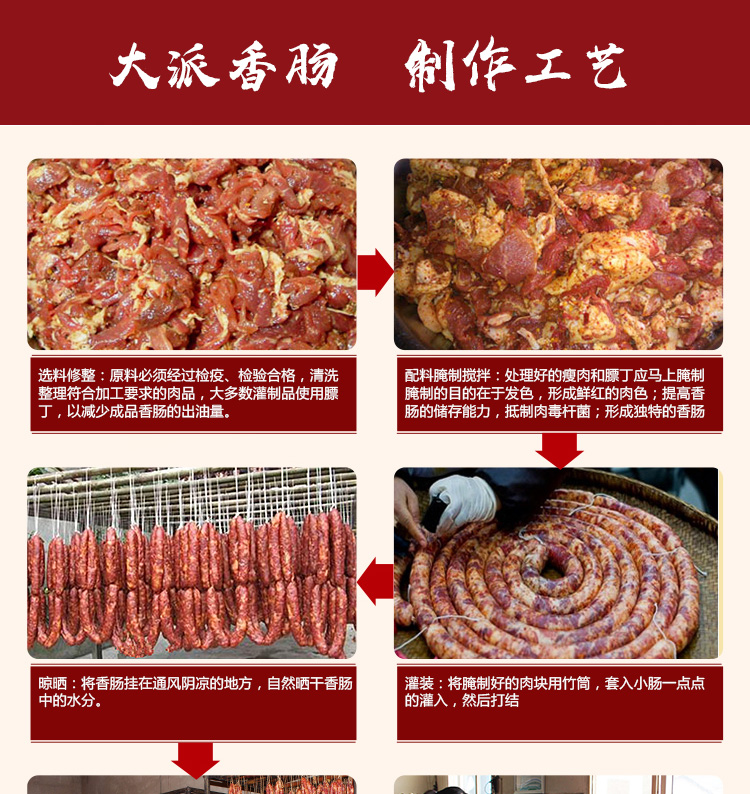 精制香腸恩施特產(chǎn)正宗宣恩農(nóng)家自制臘肉煙熏烤腸肉腸臘味500g咸香